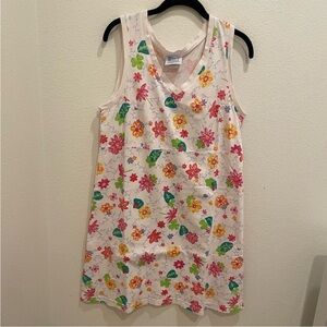 Vintage Fresh Produce White Floral Sleeveless Dress – Size Medium – Preloved